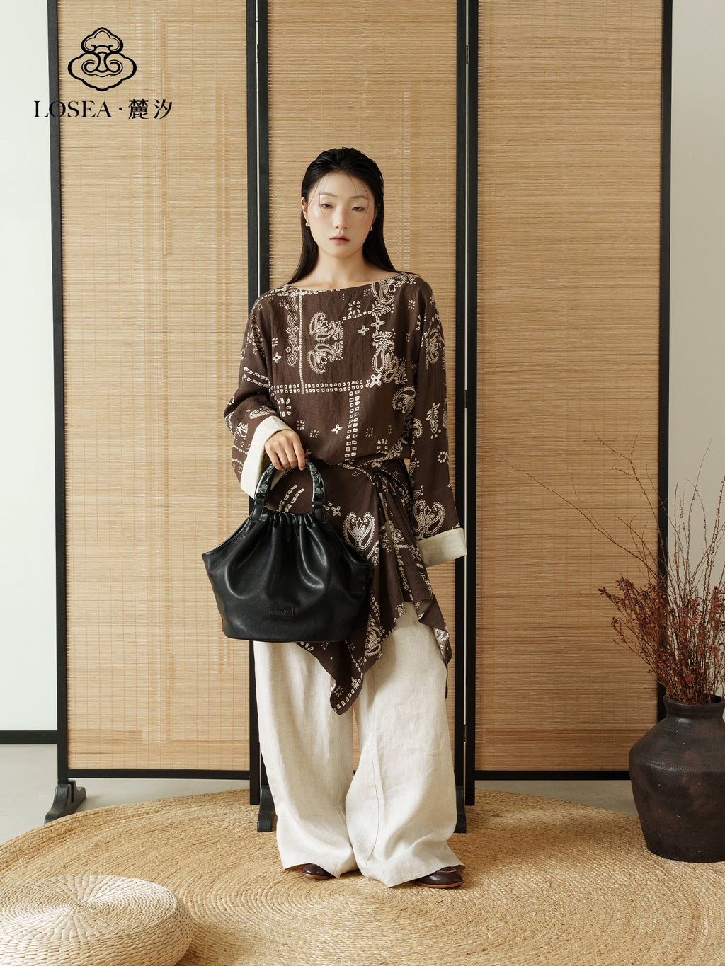 LOSEA Oriental Aesthetic Vegetable Basket Tote Bag