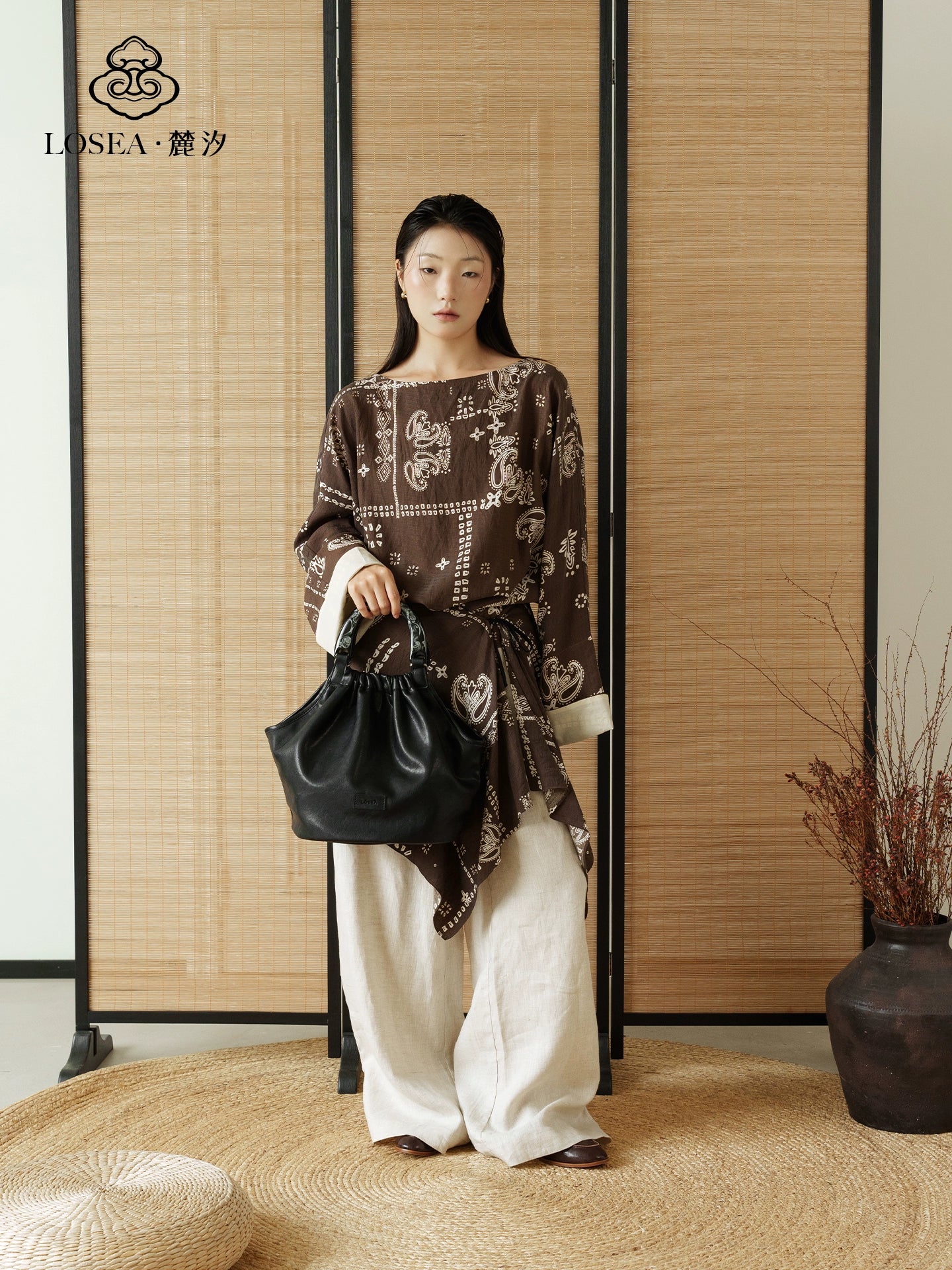 LOSEA Oriental Aesthetic Vegetable Basket Tote Bag