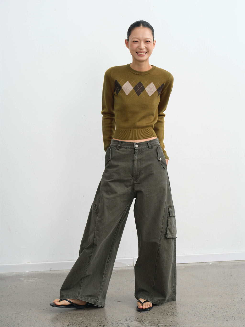 LINY LIBERTY Vintage Diamond-knit Sweater
