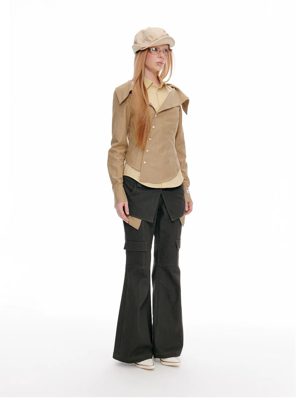 JIKOO Contrasting Splicing Striped Pants