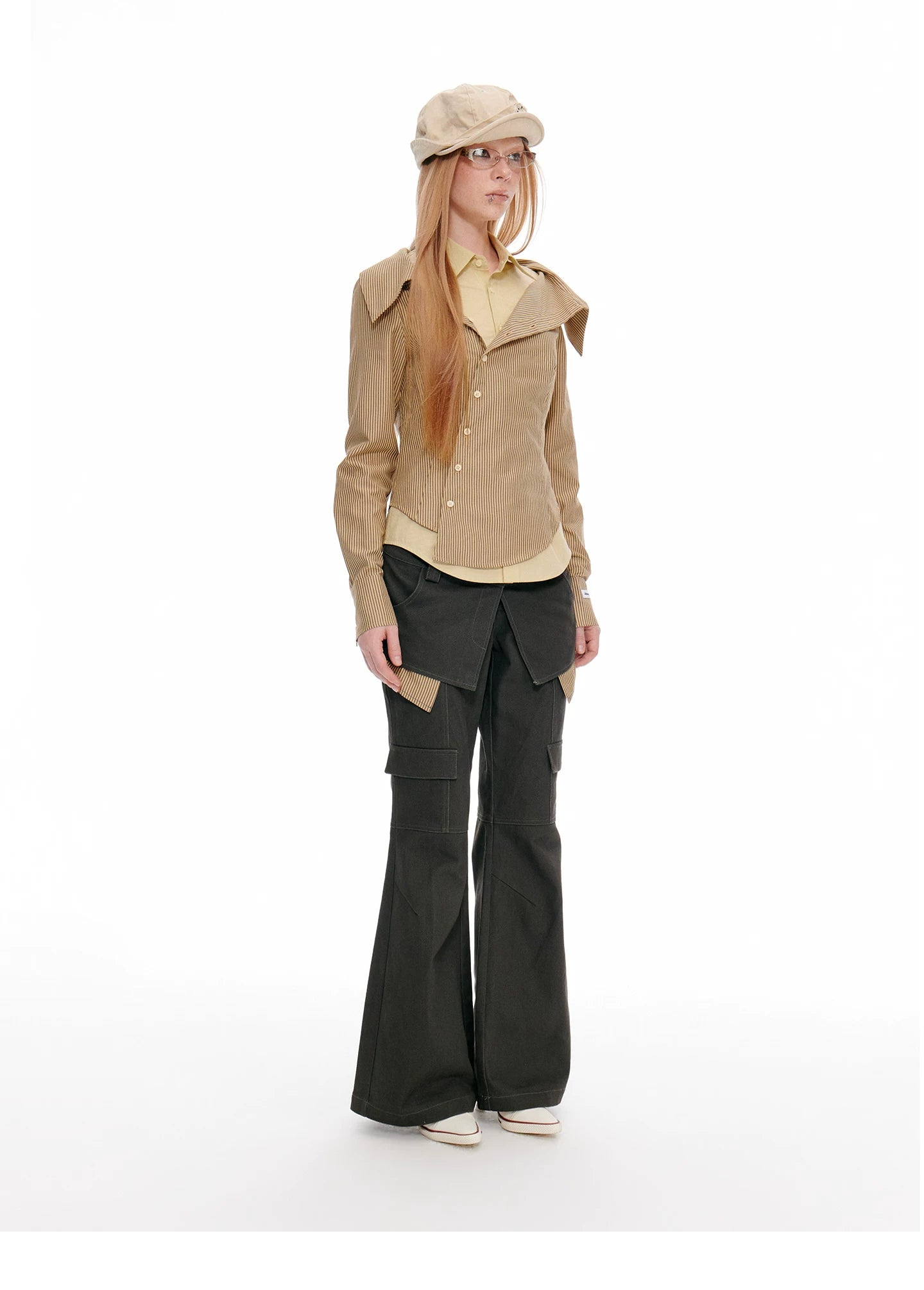 JIKOO Contrasting Splicing Striped Pants