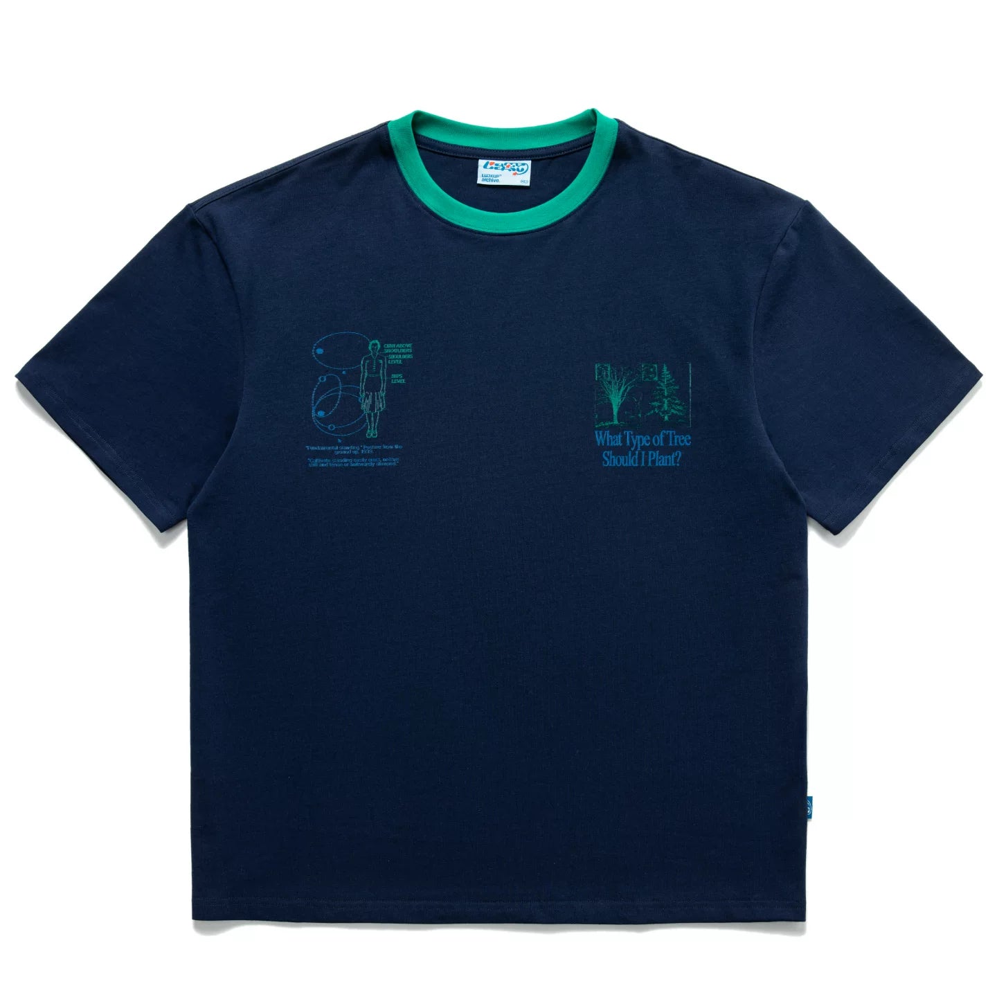 LUCKUP Retro Loose Contrasting Color Round Neck Tee