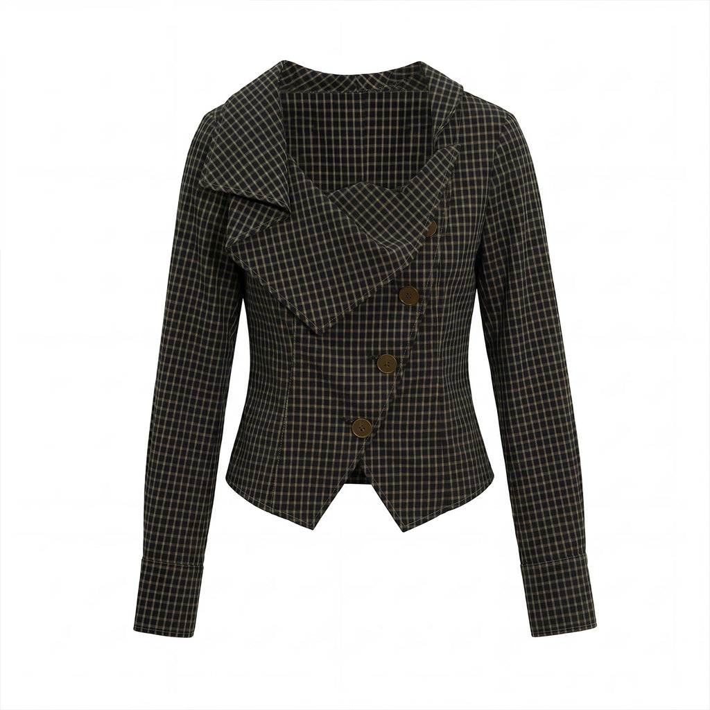JIKOO Lapel Slim-fit Irregular Shirt
