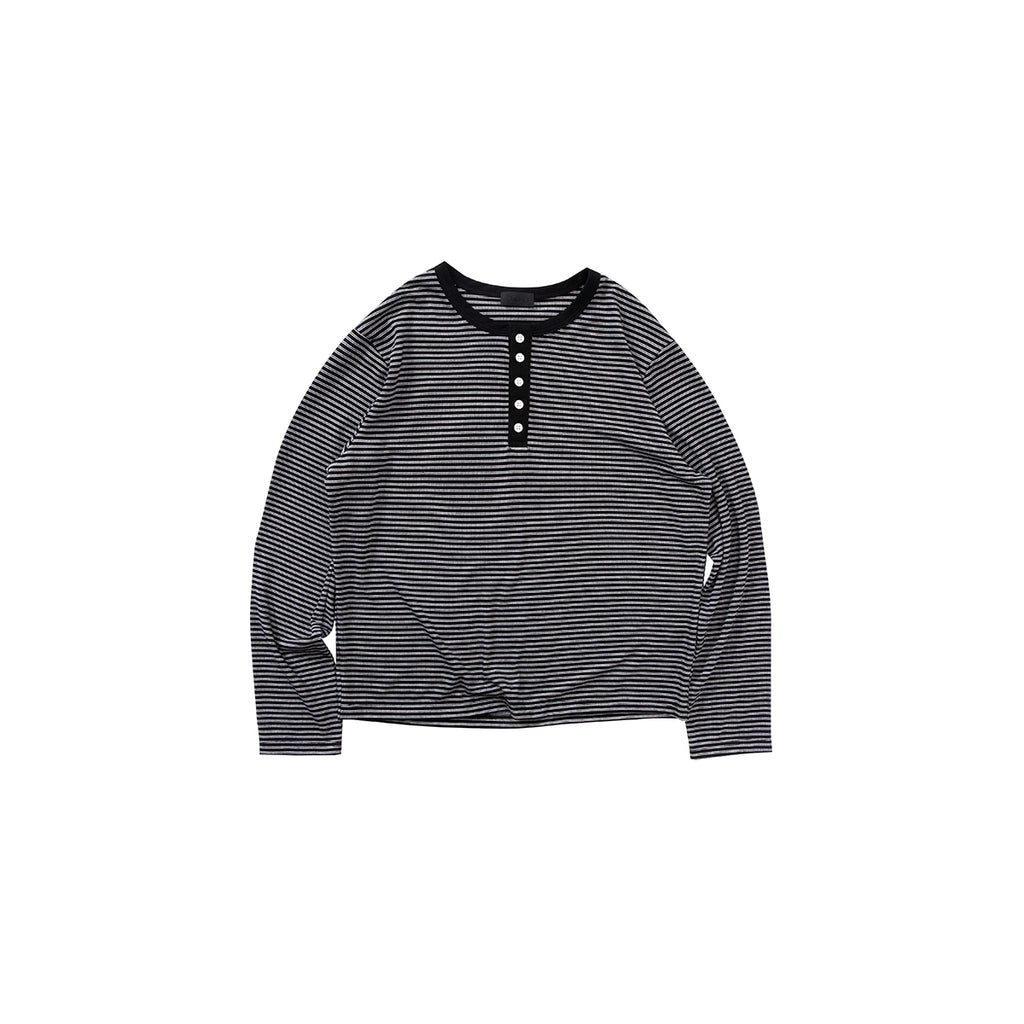 PLUS NO LOGO Casual Retro Crew Neck Striped Long Sleeve