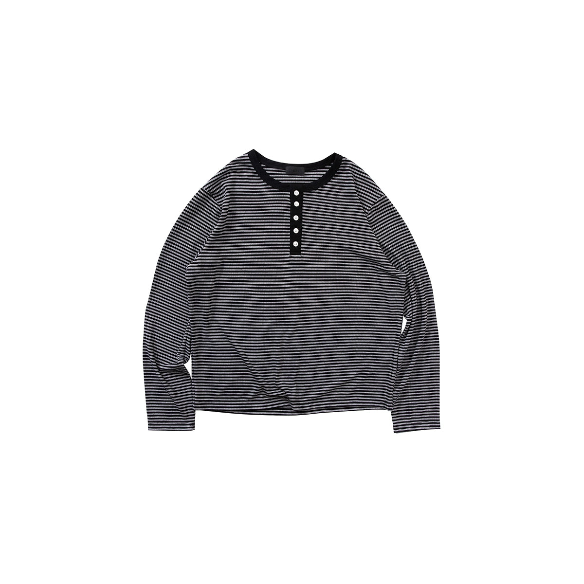 PLUS NO LOGO Casual Retro Crew Neck Striped Long Sleeve