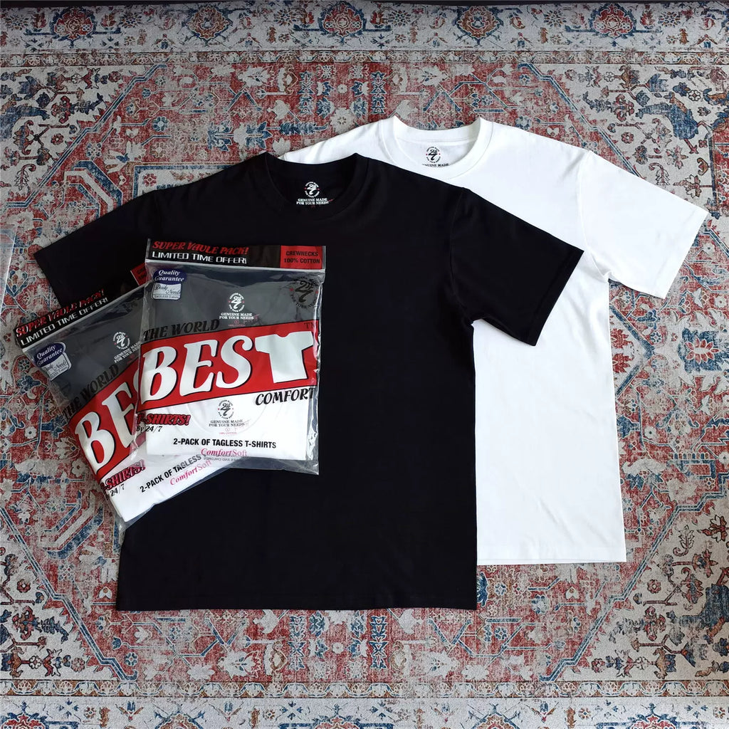 SWFI Pure Cotton Black and White Set (one Pack of Two Pieces) Short-sleeved T-shirt