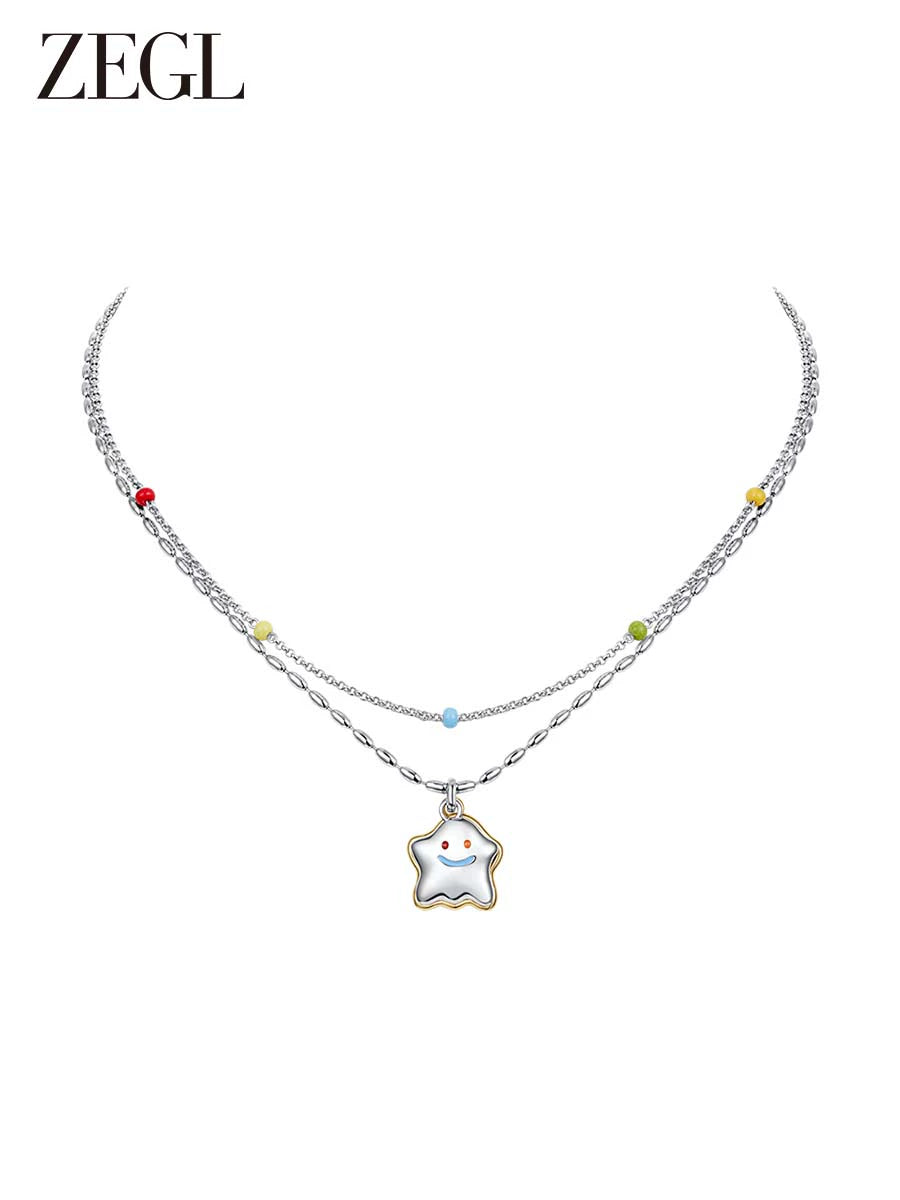 ZEGL Color Beaded Stacked Necklace