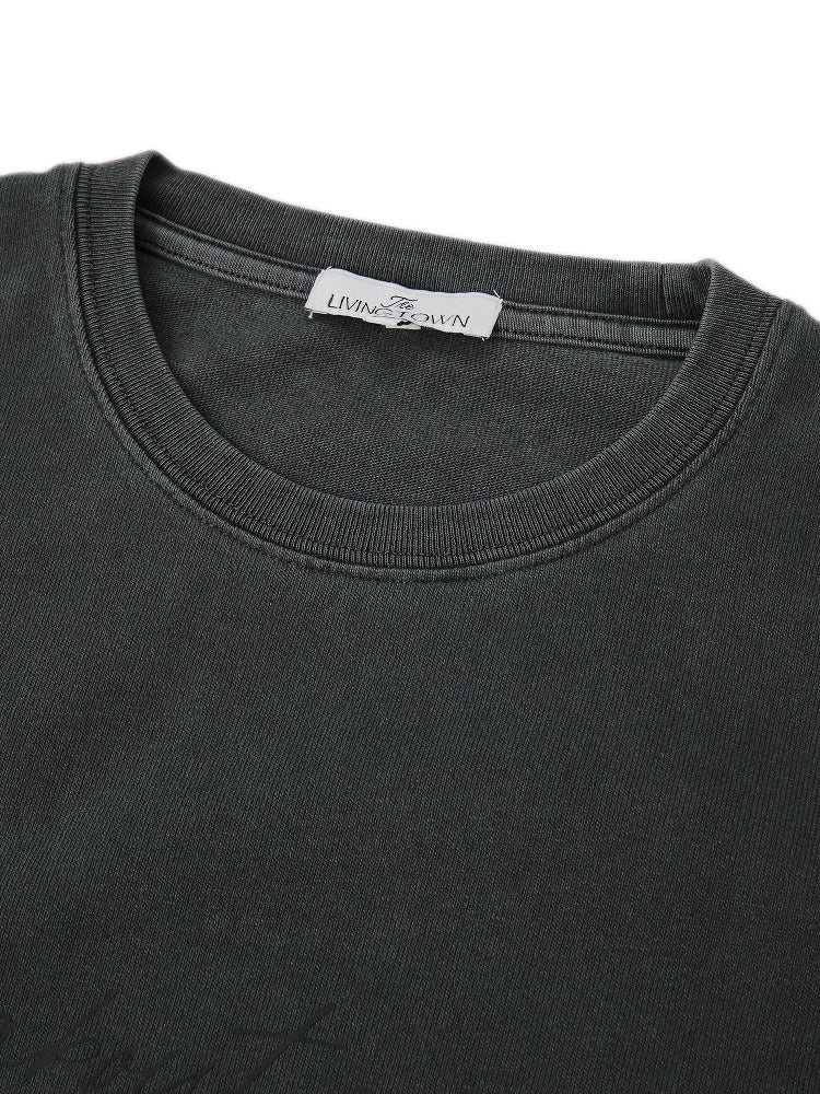 LIVINGTOWN Vintage Letter Print Casual Loose Tee