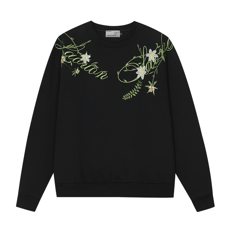 Harshandcruel handwritten flower winding Sweater