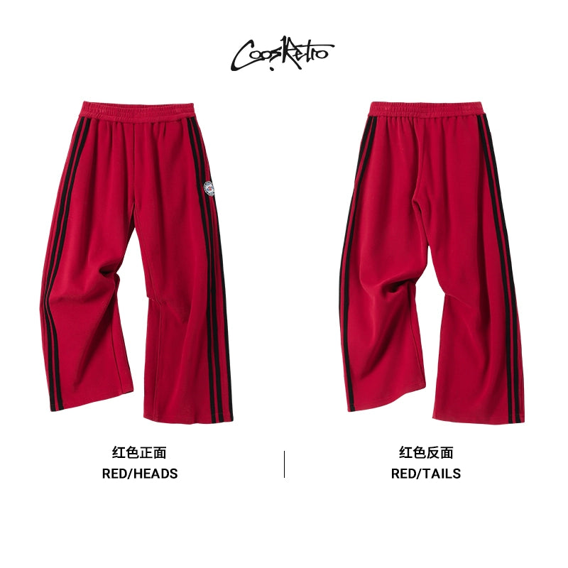 CoosRetro Striped Straight Loose Casual Wide Leg Pants