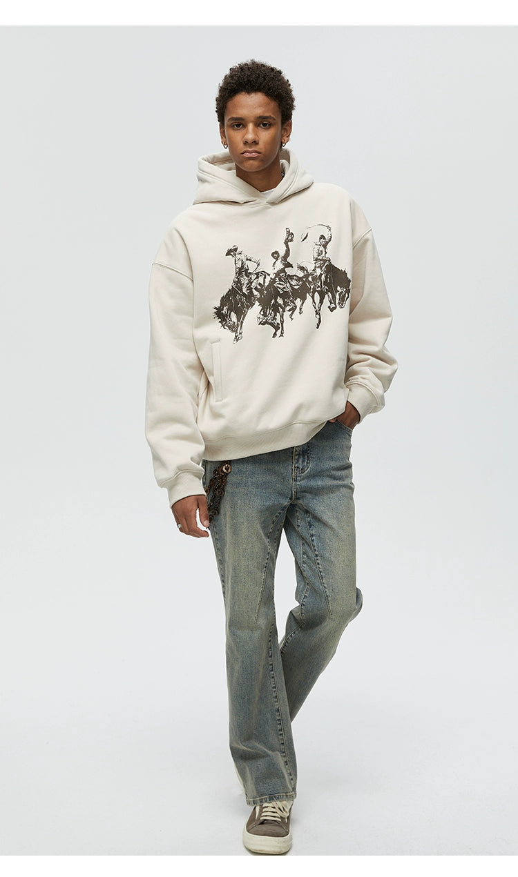 KREATE Drape Vintage Print Hooded Sweater