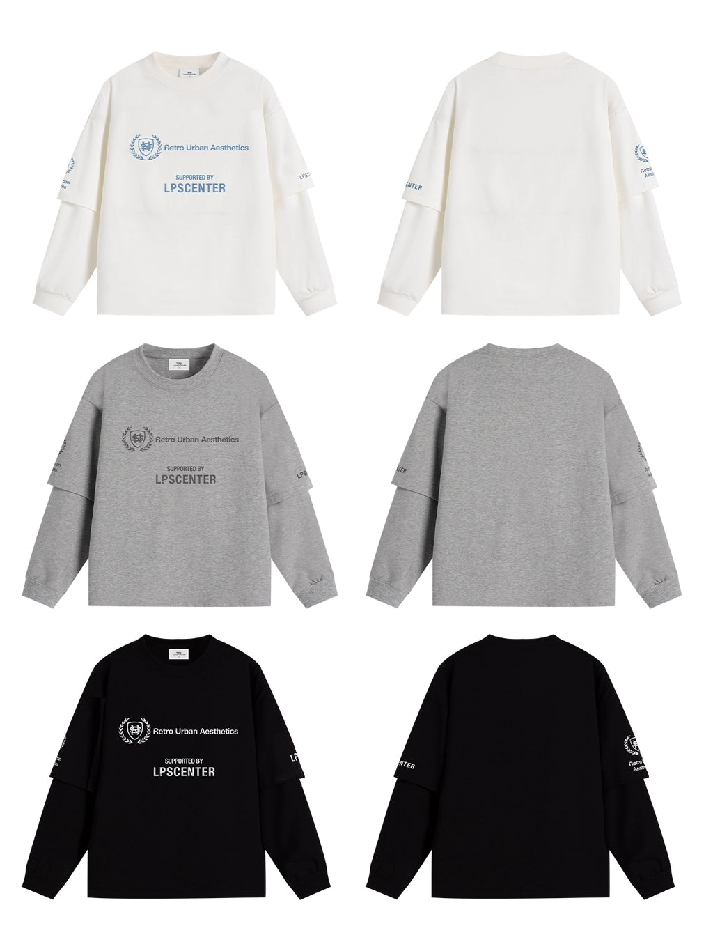Loopsoon Fake Two-piece Creative Print Design Long Sleeve