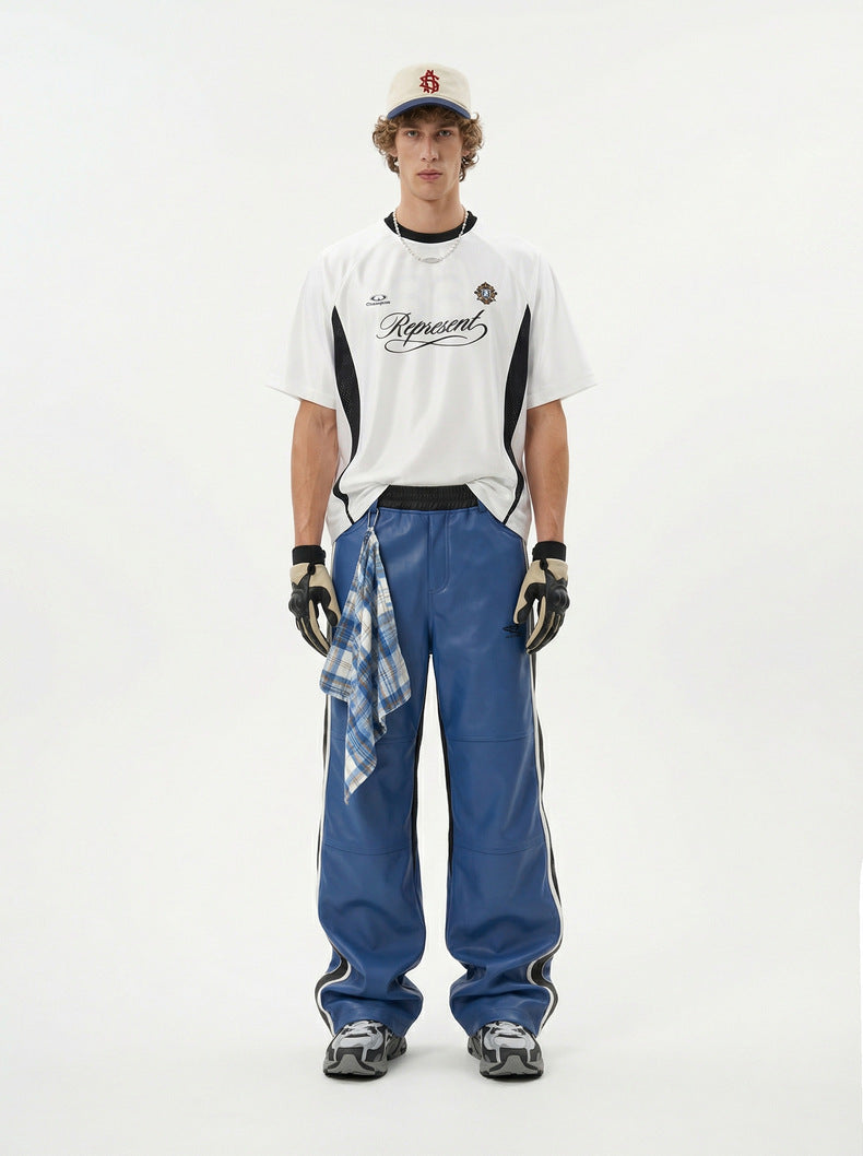 Inflation Contrast Splicing Shoulder Jacket Short Sleeve T-Shirt