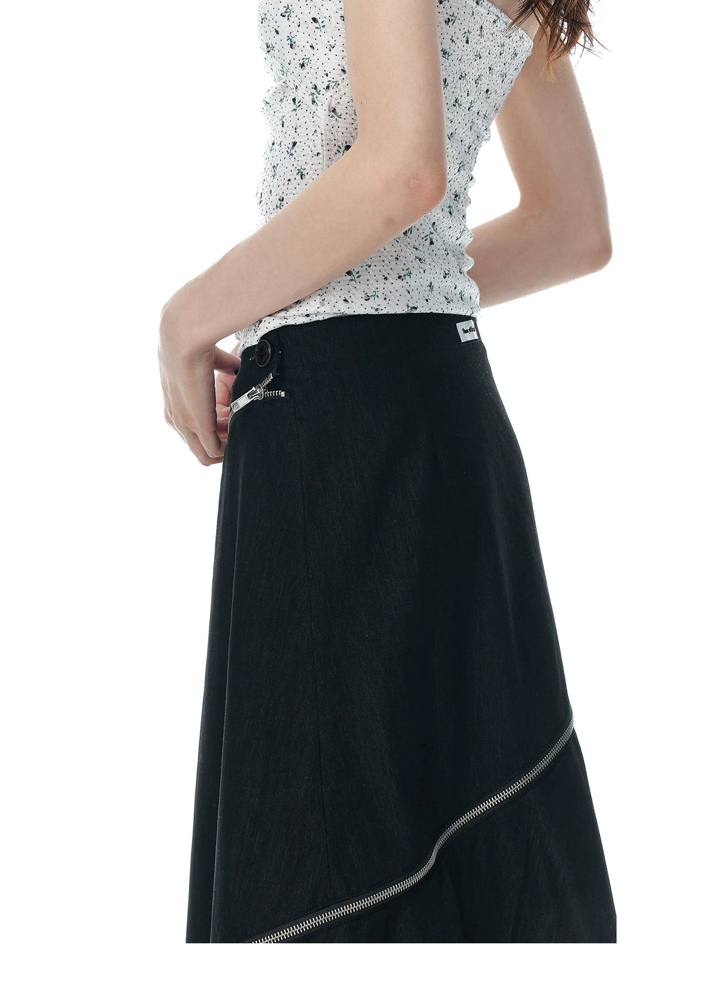 JIKOO Irregular A-word Thin Mid-length Skirt