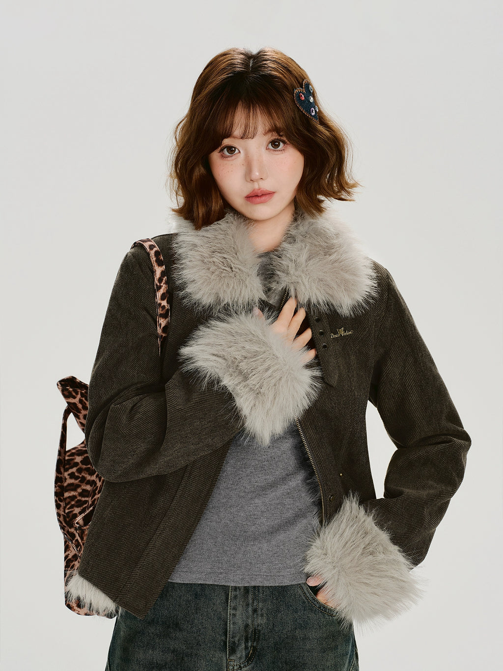 Girlyhalo Vintage Thickened Plush Jacket