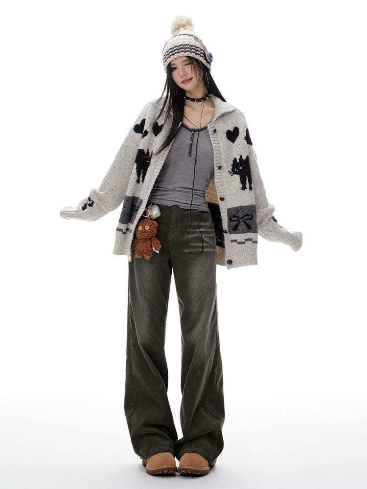 Imone Vintage Heavy Corduroy Loose Straight Casual Pants