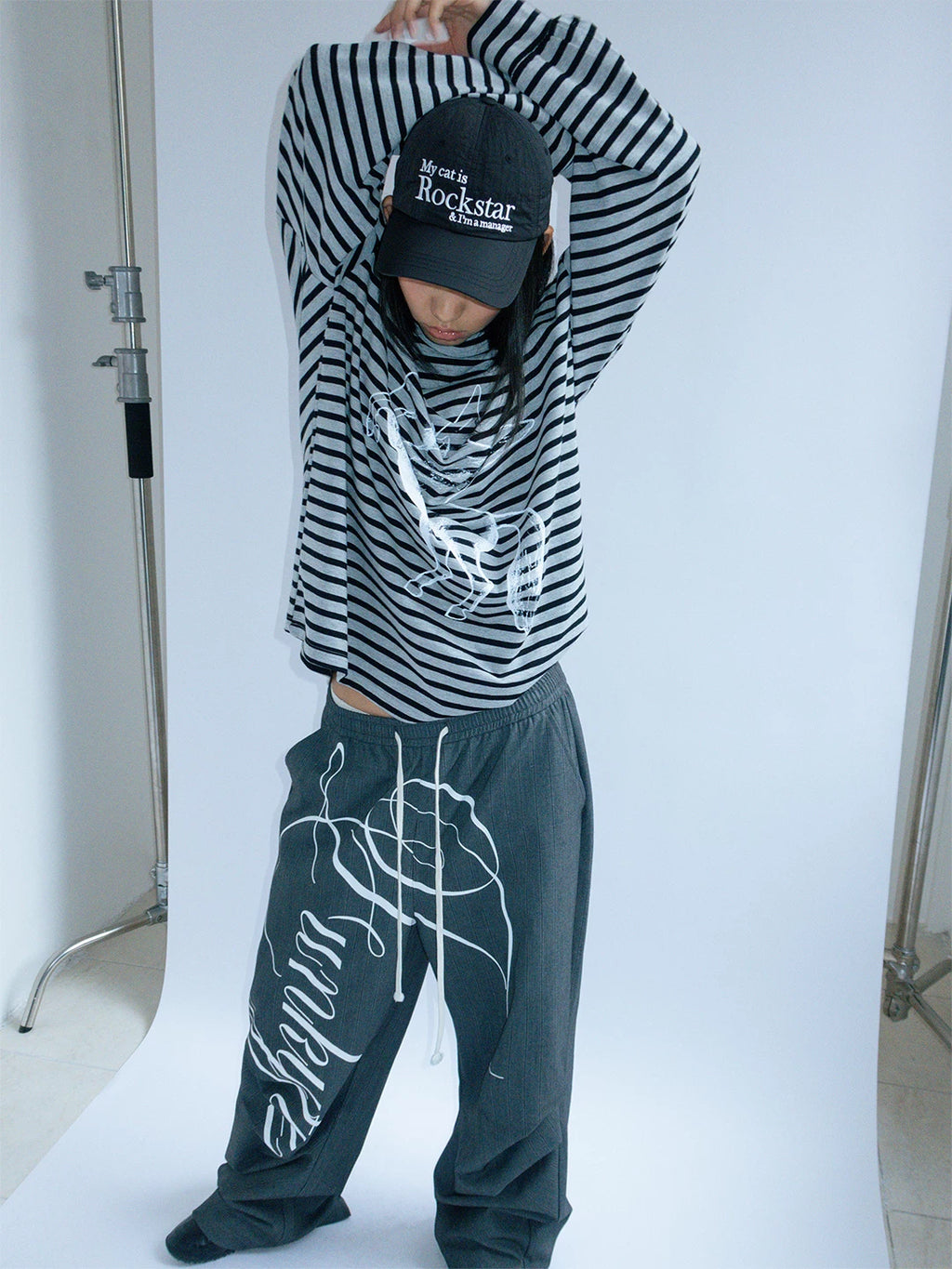 FUNKYFUN Wide-leg Graffiti Suit Pants