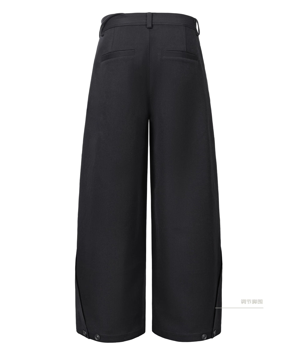 Esaias Button-pleated Wide Leg Casual Trousers