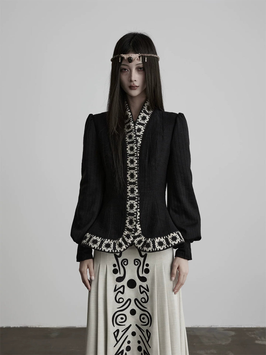 INDULGE Waist Closed Sleeve Hidden Button Front Shoulder Short Jacket