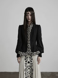 INDULGE Waist Closed Sleeve Hidden Button Front Shoulder Short Jacket