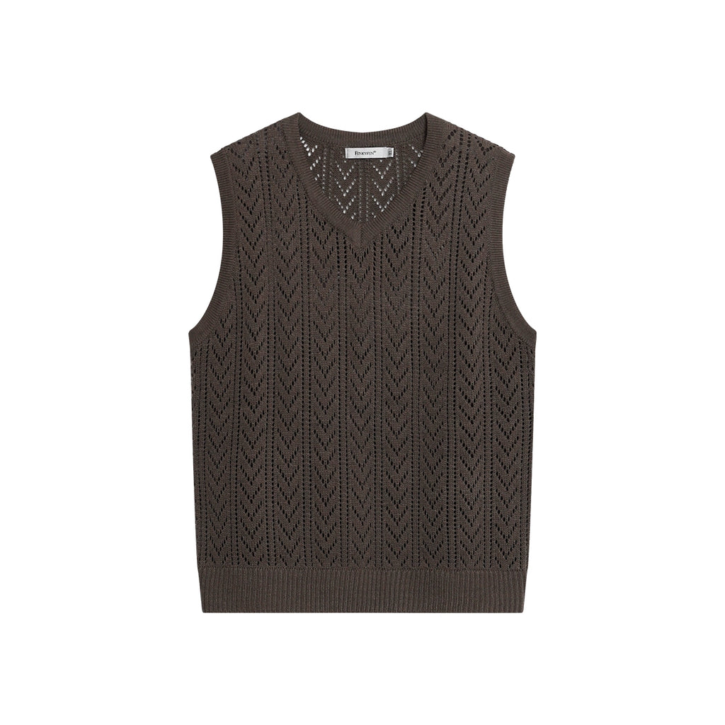 FUNKYFUN Arrow-shaped Hollow-knit V-neck Pullover Vest