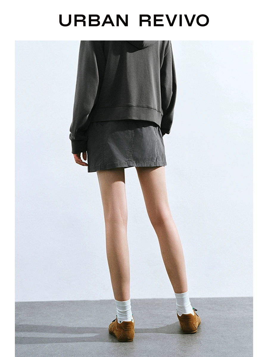 URBAN REVIVO Tooling Double-sided Patch Bag American Straight Short Skirt
