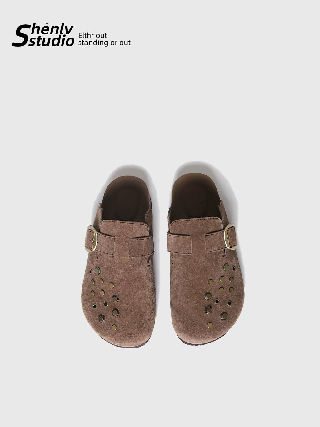 SHENLV STUDIO Metal Rivets One-pedal Outer Bag Head Slippers