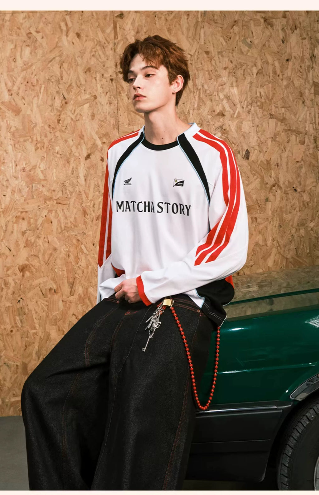 MATCHA STORY Thin Sports Racing Suit Sweater