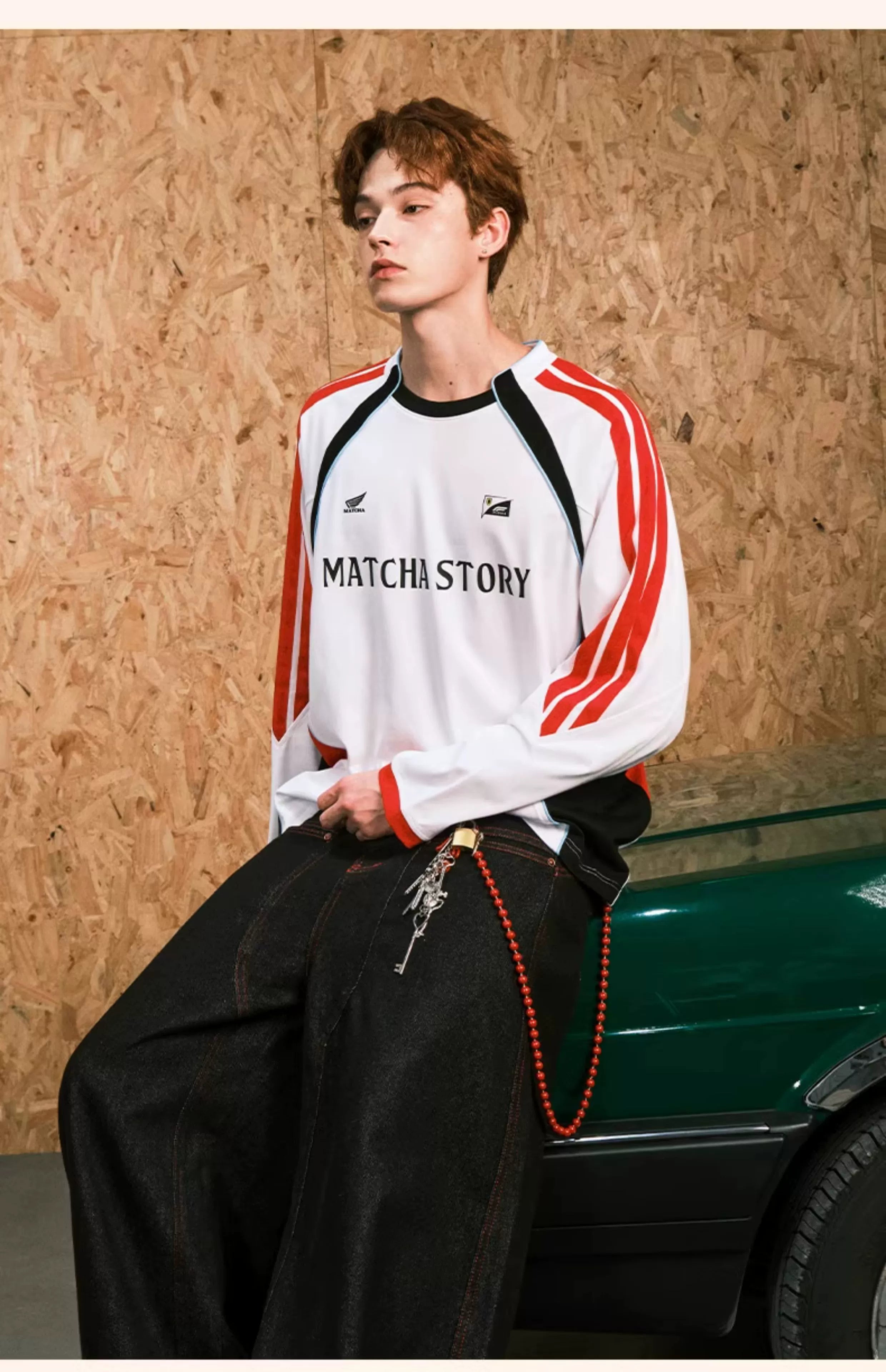 MATCHA STORY Thin Sports Racing Suit Sweater