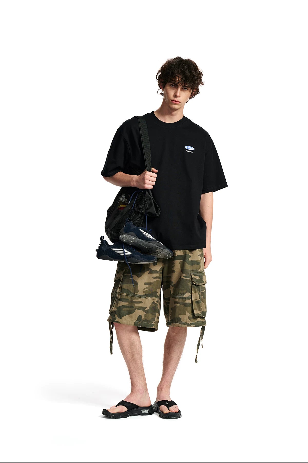 Loopsoon Retro Letter Pattern Contrasting Color Printing Loose Tee