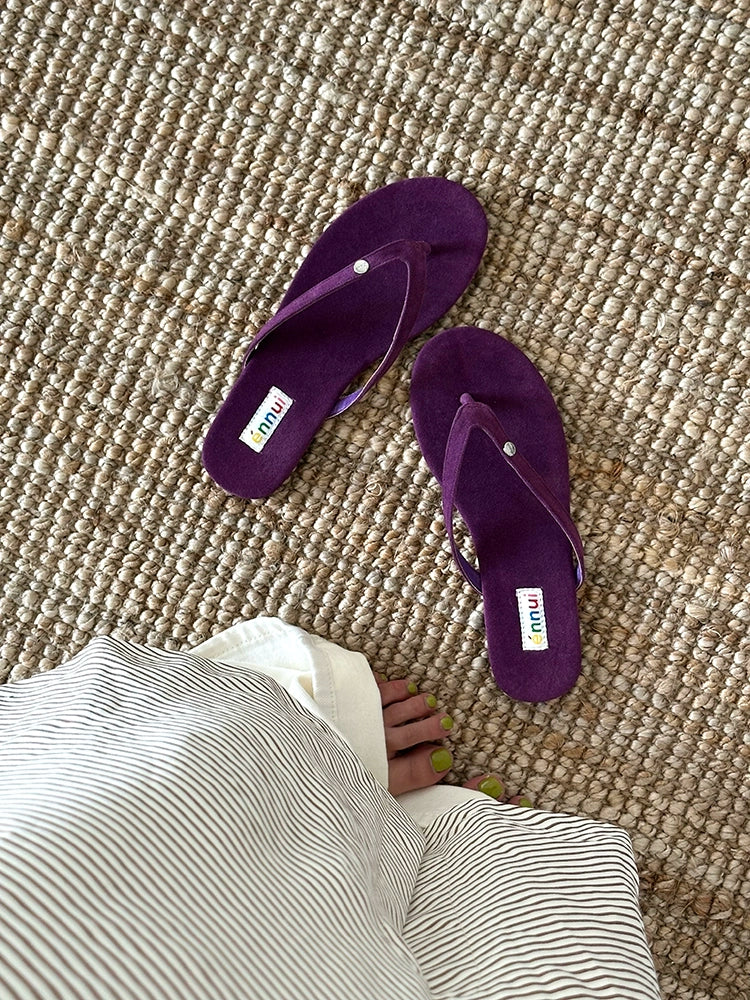 ENNU Flat Bottom Matte Turned Fur Outer Slippers