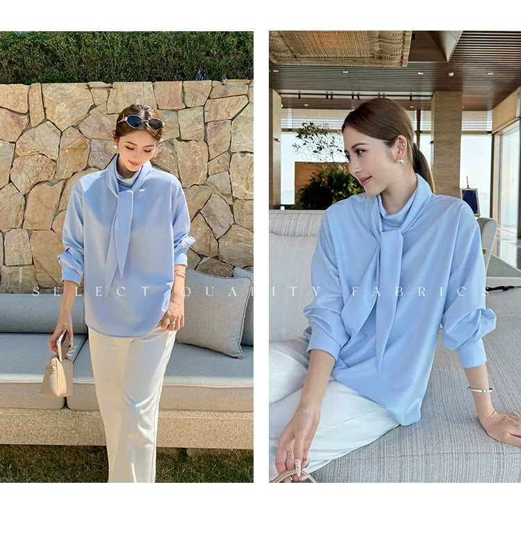 NEVA HU Loose Ribbon Shirt