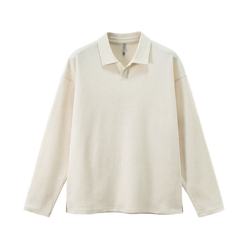 Inflation Waffle Lapel Casual Long Sleeve