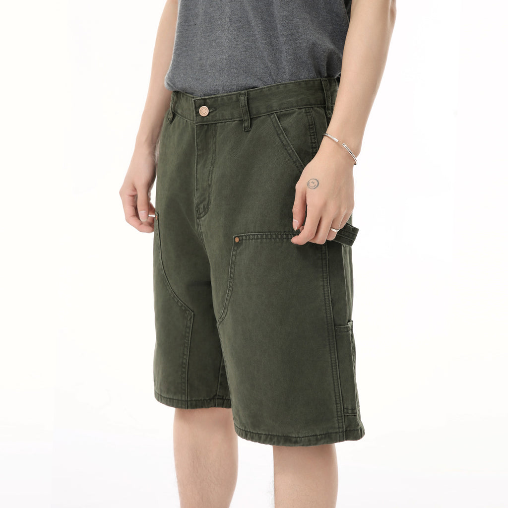 MTLCLOTHES Multi-pocket Workwear Casual Five-point Jeans