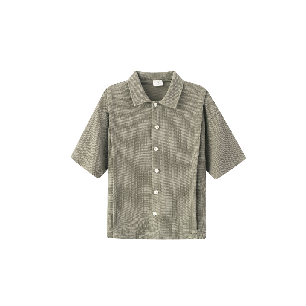 Anniehall Knitted Cardigan Checked Short Sleeve Shirt