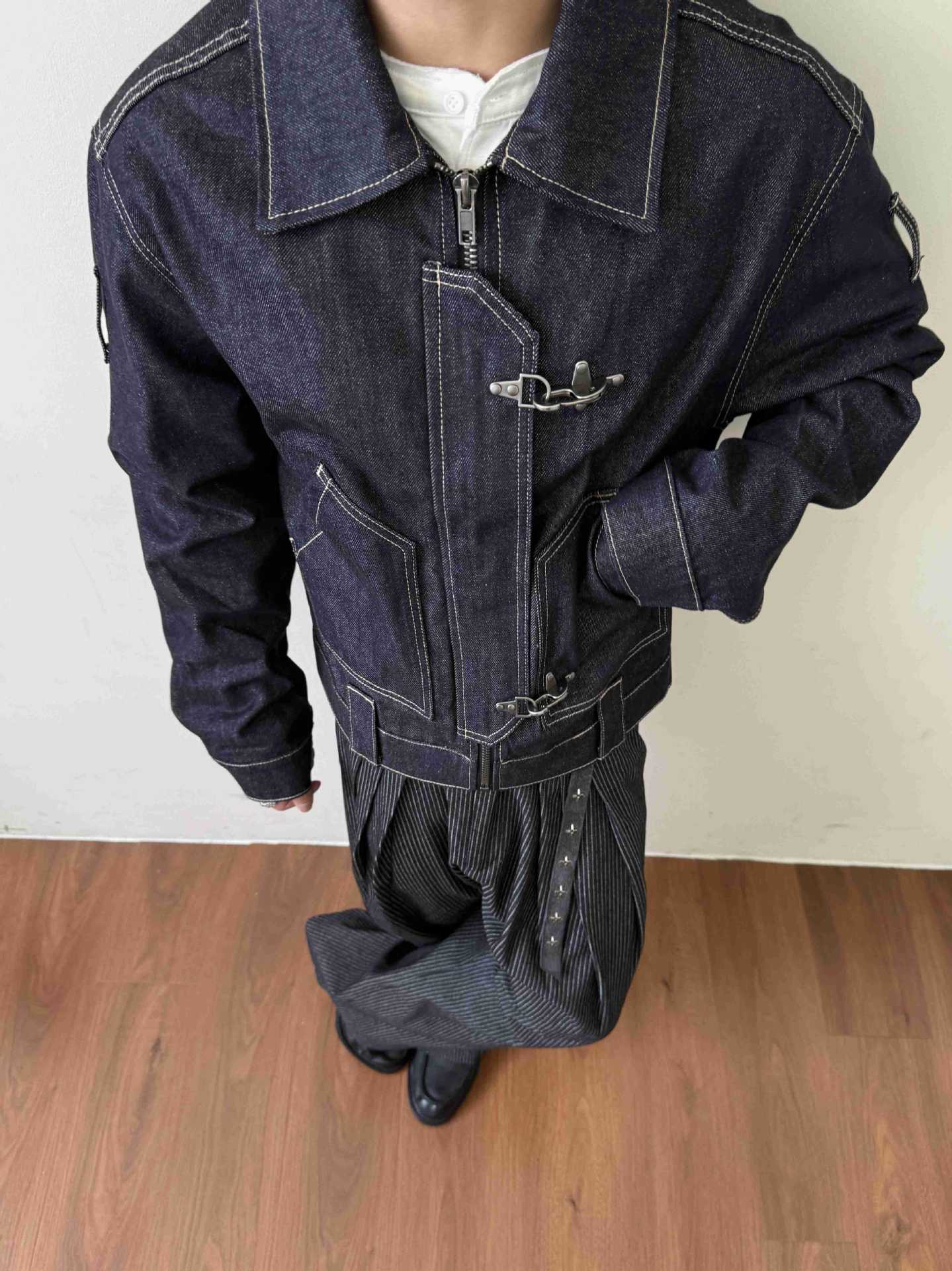 EME Lapel Splicing Short Denim Jacket