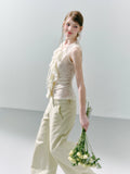 LOST FOREST Lace Lotus Leaf Slim Fit Vest