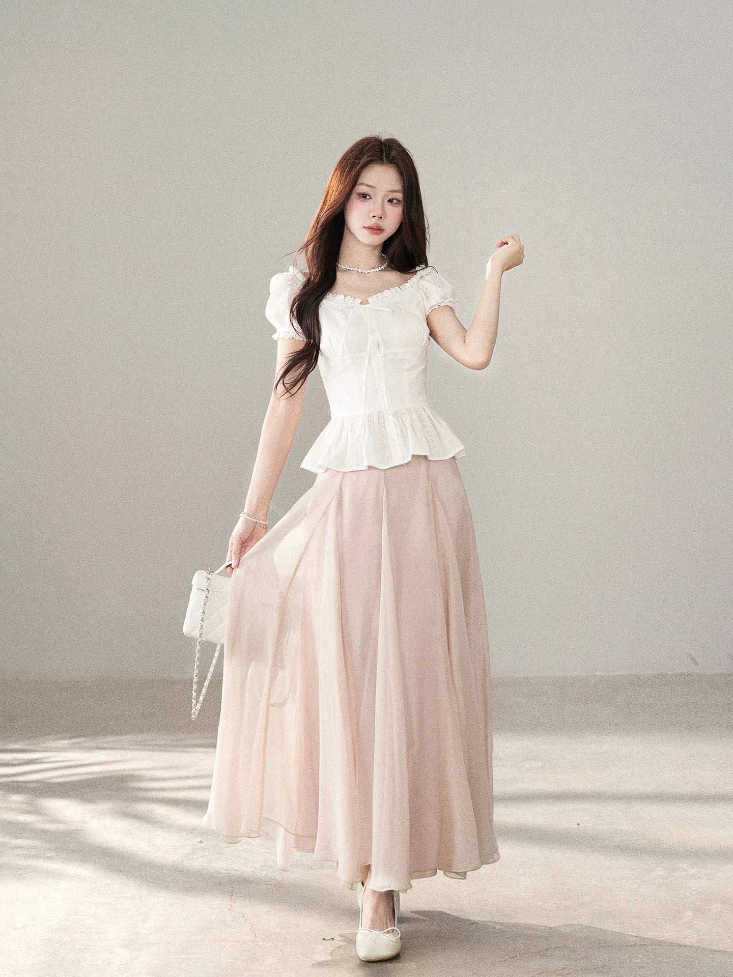 Wildberry Mesh Stitching High Waist Skirt
