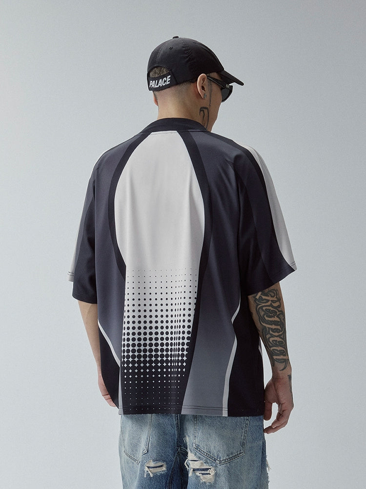 F2CE Retro Casual Splicing Printed Jersey Tee