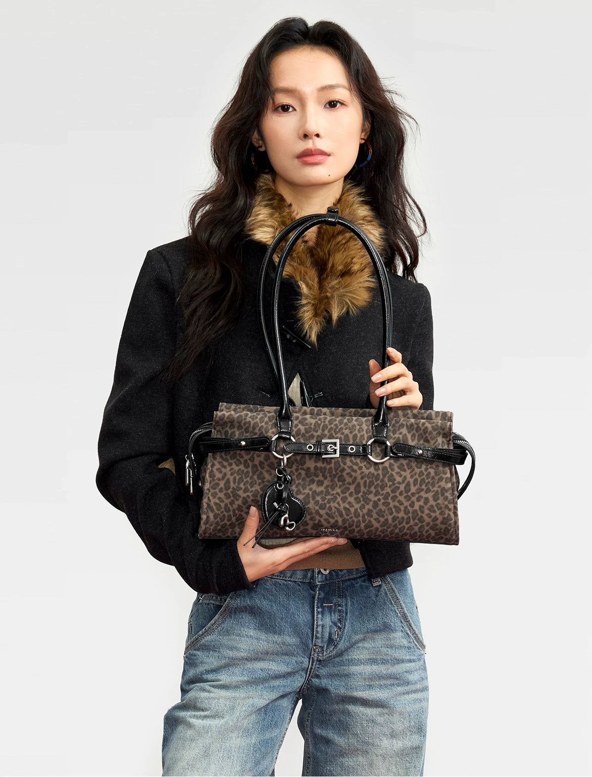 Mcmiko Vintage Leopard Print Shoulder Bag