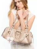 2th Desire Vintage Rivet Large Capacity Tote Bag