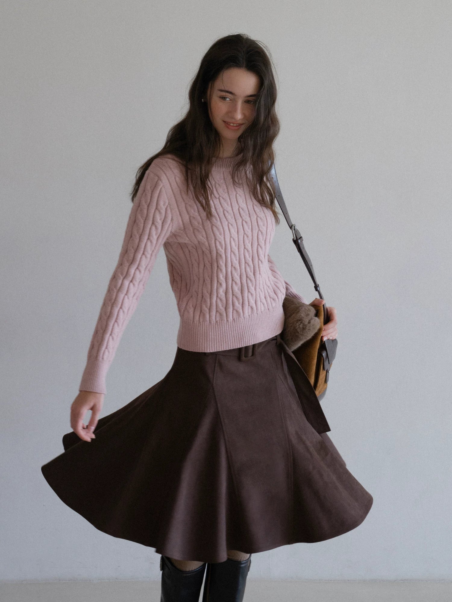 EGGKA Retro High-waisted Temperament Skirt