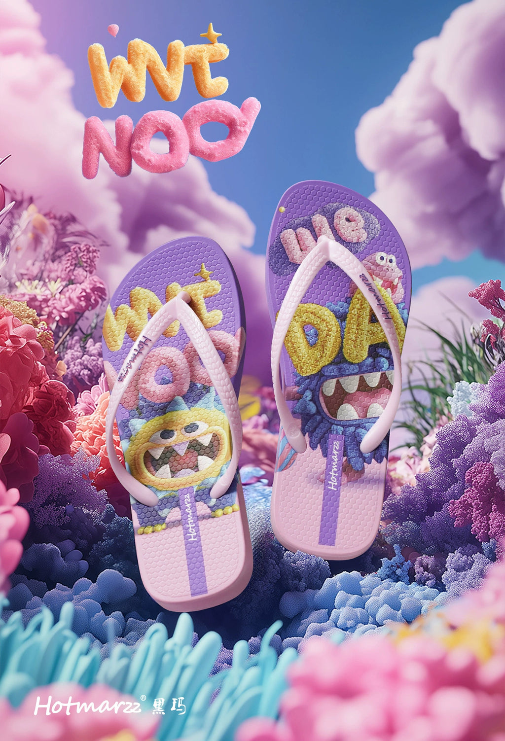 Hothotmarzz Casual Non-slip and Wear-resistant Cartoon Printed Flip-flops