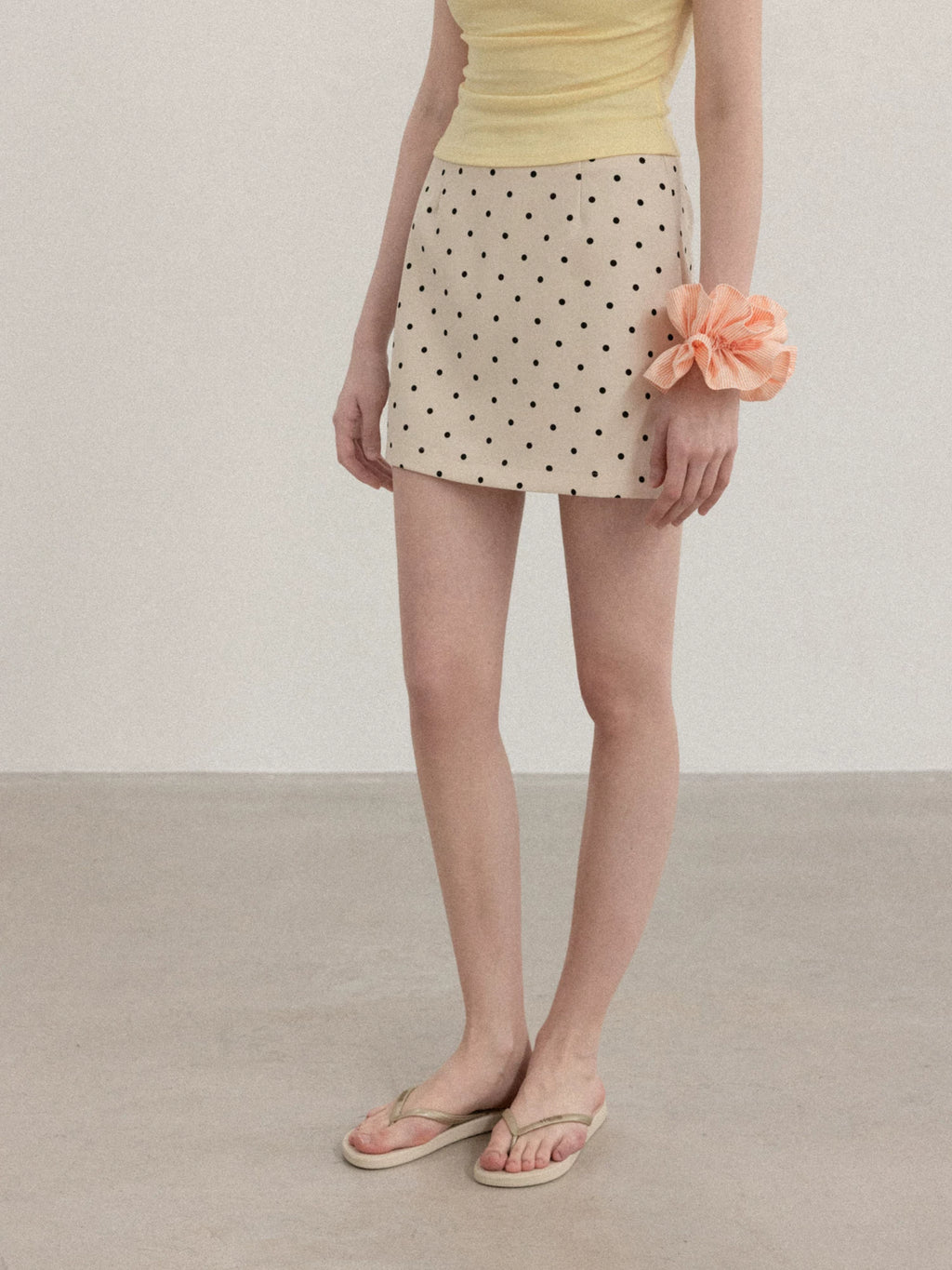 Cantonstory Polka Dot Slim Fit High Waist Skirt