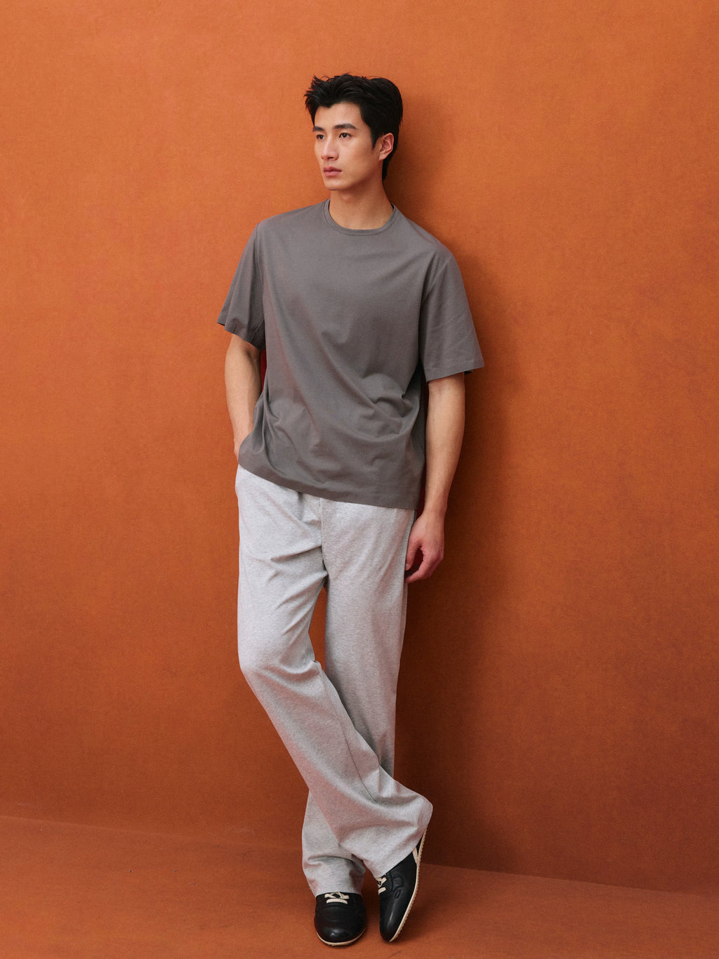 NO LOGO Leather Thin-soled Inner Height-increasing Contrasting Casual Shoes