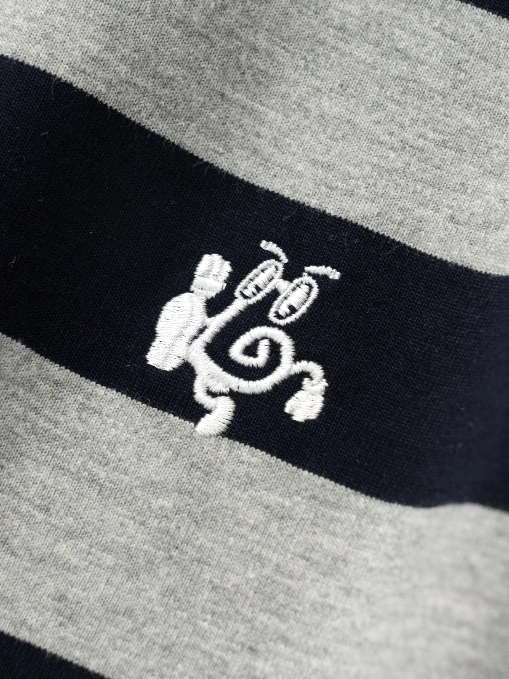 BENT IDEA Wide Stripe Embroidered Polo Shirt Tee