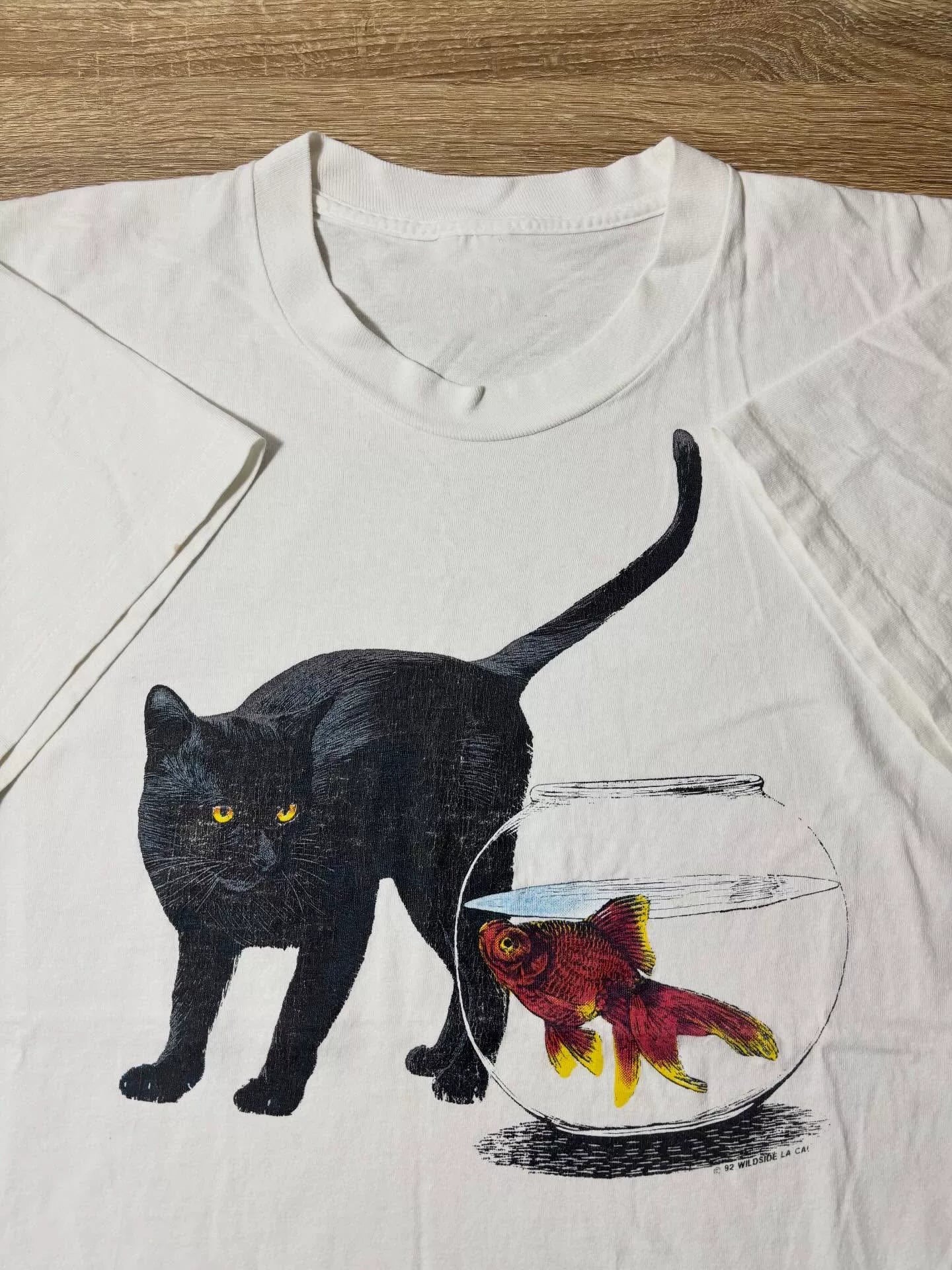 Wang Youbing Fun Spoof Hand-painted Cat Tee
