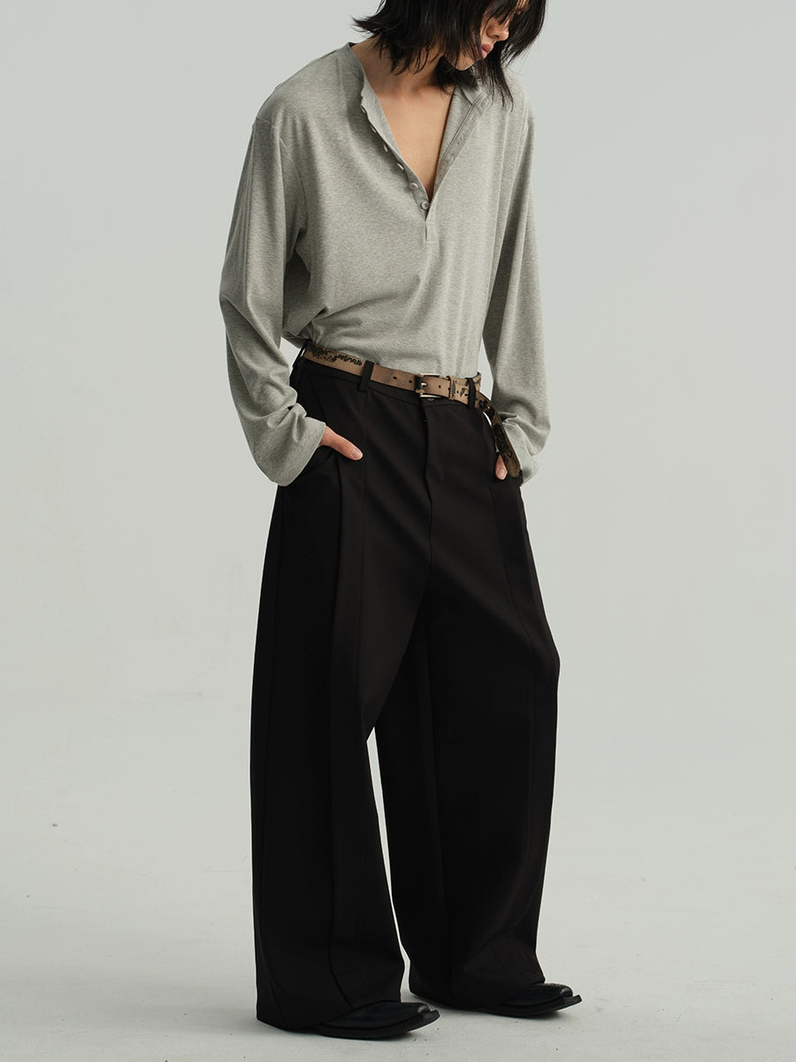 JCAESAR Henry Collar Soft and Comfortable Versatile Long Sleeves