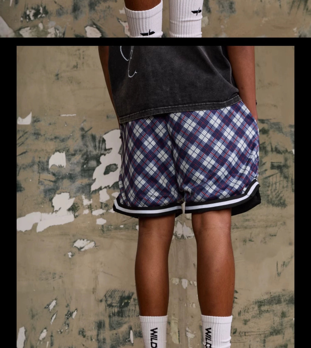 WildX Vintage Plaid Sports Loose Shorts