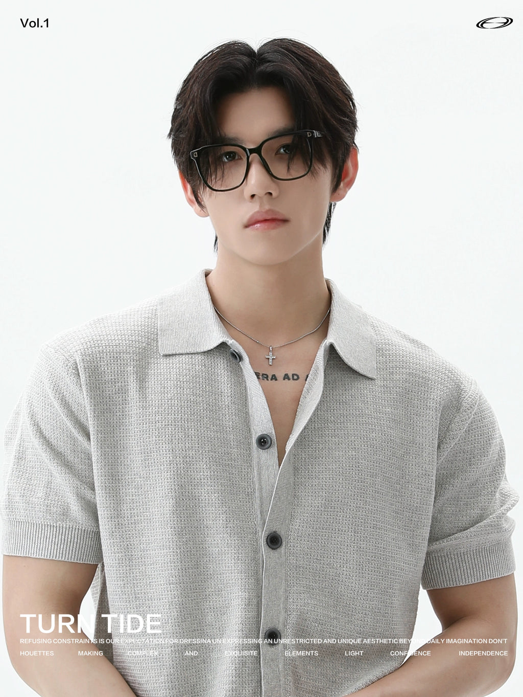 TURNTIDE Vintage Lapel Breasted Knitted Tee